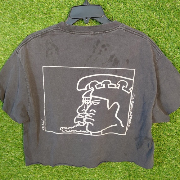 Vintage Aigle The Hawaiian Force Graphic Print Cropped T-Shirt Large - Picture 1 of 5